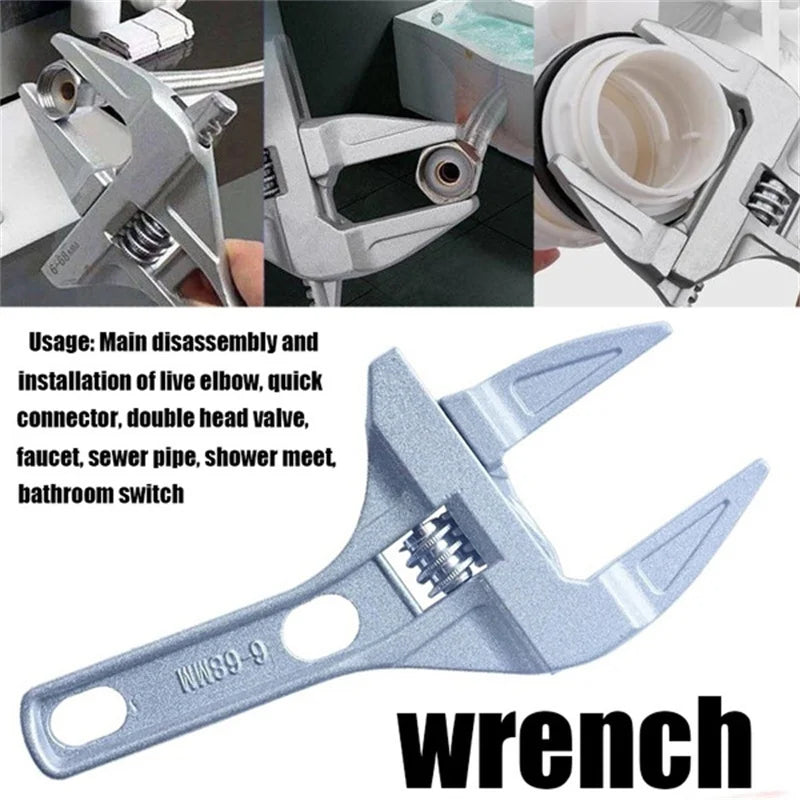 Mini Adjustable Bathroom Wrench | Strong Clamping Aluminum Spanner for Pipe Repair alternate view