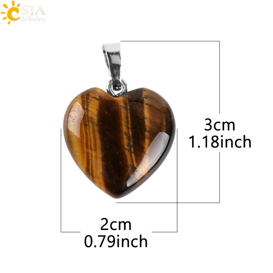 CSJA Natural Stone Heart Necklace | Crystal Healing Pendant for Women lifestyle view