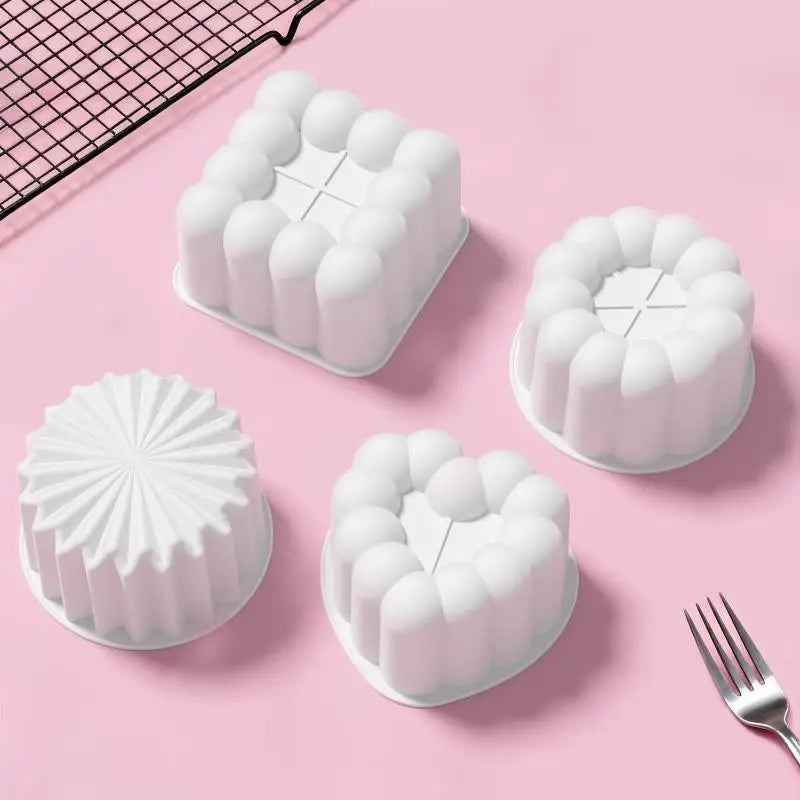 Silicone Mousse Cake Mold Flower Heart Star Shape Kitchen Baking Pudding Cup Chocolate Making Weddin