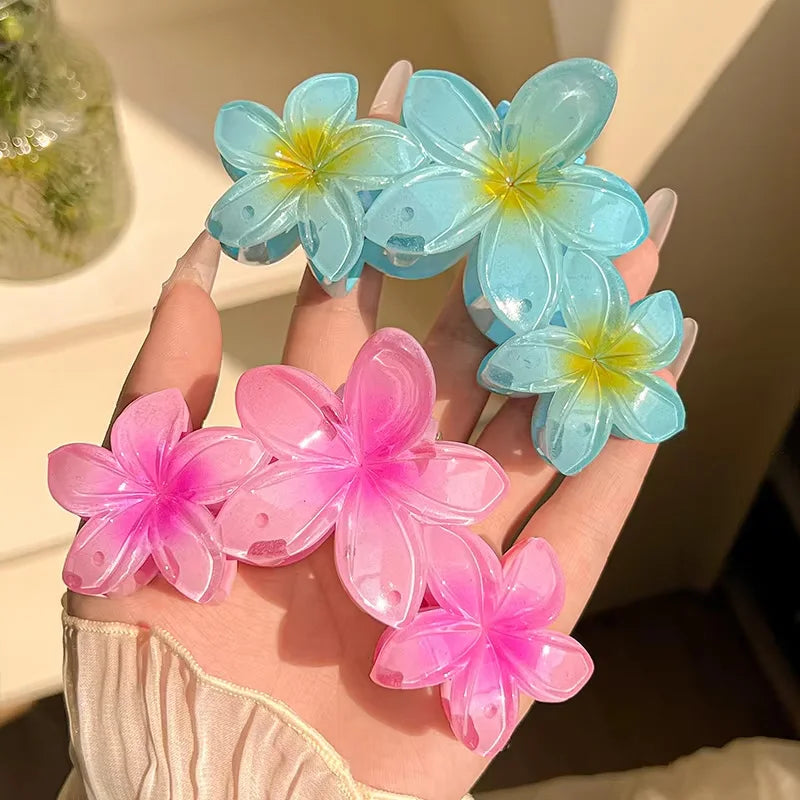1/2pcs Fashion Gradient Egg Flower Hair Claws Clip For Women Sweet Acrylic Girls Hair alternate view