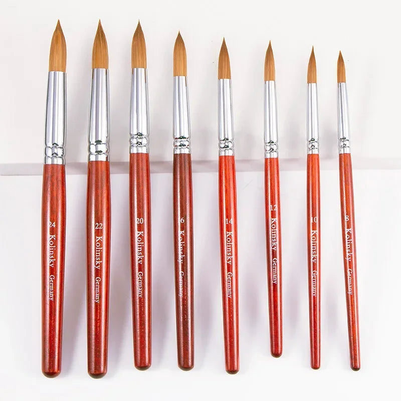 Kolinsky Acrylic Nail Art Brush Wood Handle Nail Art Mink Brush Gel Builder Nail Tool alternate view