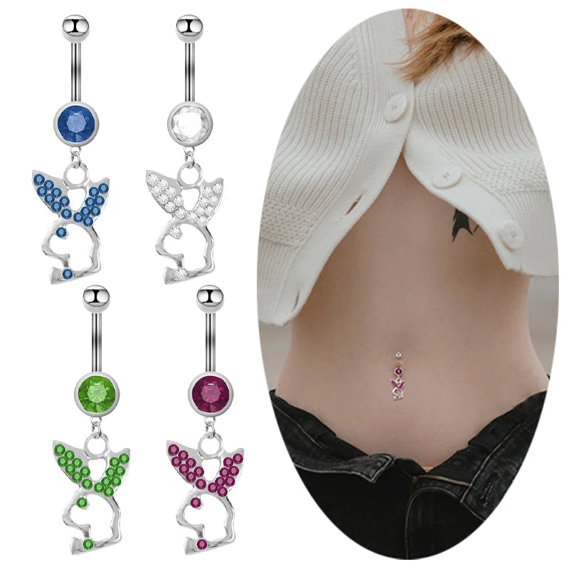 Stainless Steel Navel Nail Set with Zircon Human Body Piercing Jewelry