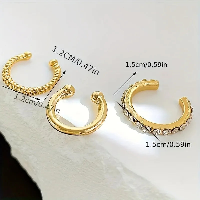 Korean Design Stainless Steel Clip Earrings No Piercing Gold Color Ear Bone Clips S additional angle