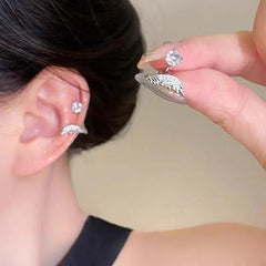 Luxury Crystal Wing Ear Bone Nail for Women Exquisite Elegant Silver Color Shiny Rhin alternate view