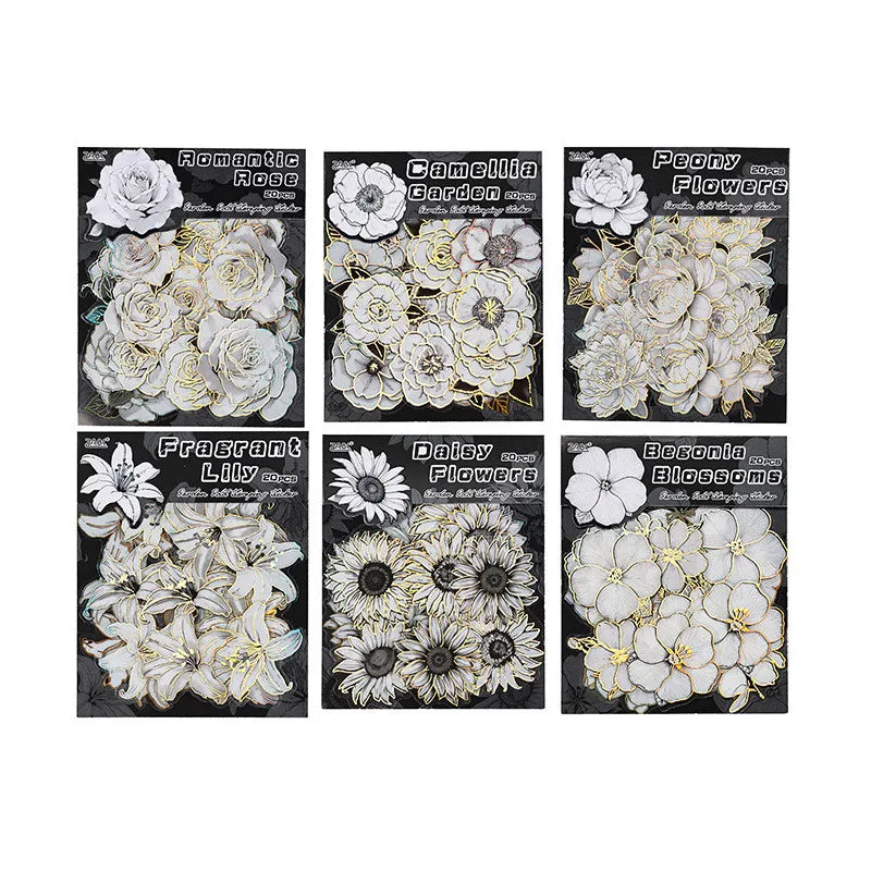 20pcs Flowers Gold Foil Stickers Set | PET Stickers Pack for Scrapbooking, Junk Journ lifestyle view