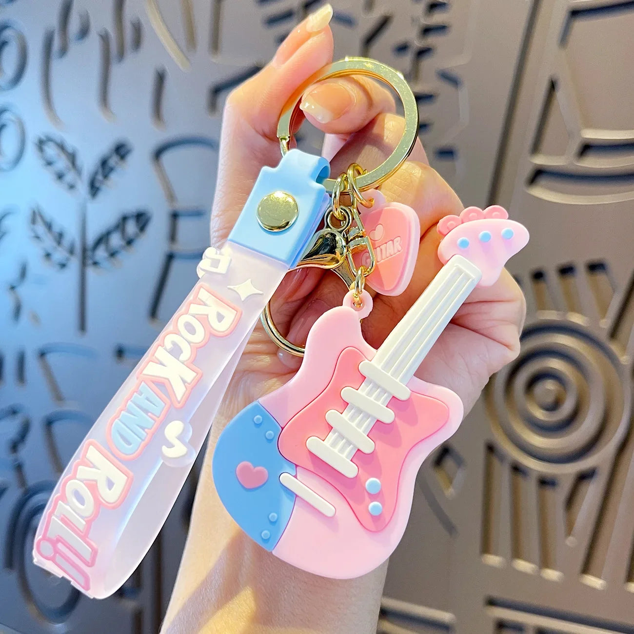 Creative Guitar Keychain | Cool Car Pendant for Music Lovers alternate view