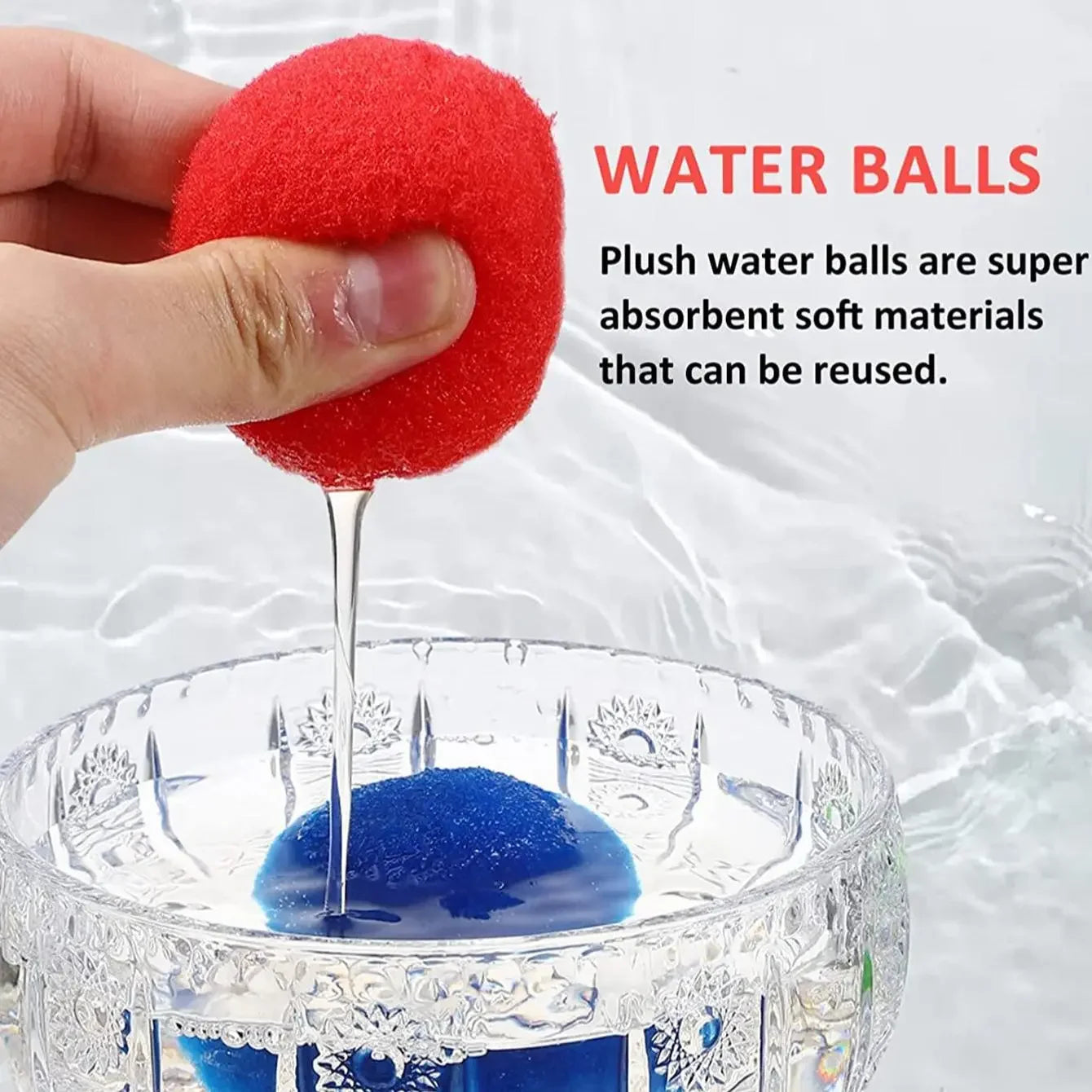 15PCS Reusable Sponge Water Balls Colorful Adult Kids Sponge Water Bomb Splash Balloons detail view