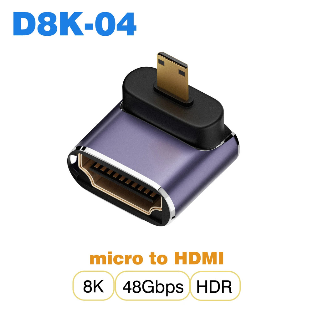 HDMI-Compatible Adapter | Mini and Micro HDMI to HDMI 2.1 Converter 48Gbps 8K60Hz 4K12 close-up view