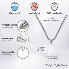 Simple Stainless Steel Initials Letters Necklace for Men Women,Hip Hop Gold Silver Co alternate view