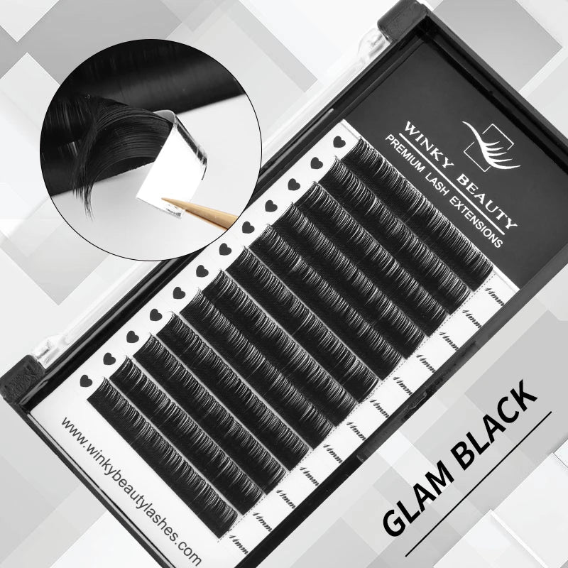 Winky Beauty 12 Rows Faux Mink Individual Eyelash Extensions | Soft and Thick Lashes