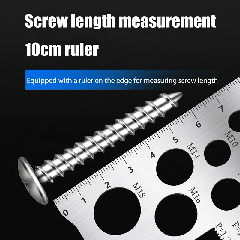 Thread Pitch Gauge Measurement Ruler | Space Saving Screw Measuring Tool detail view