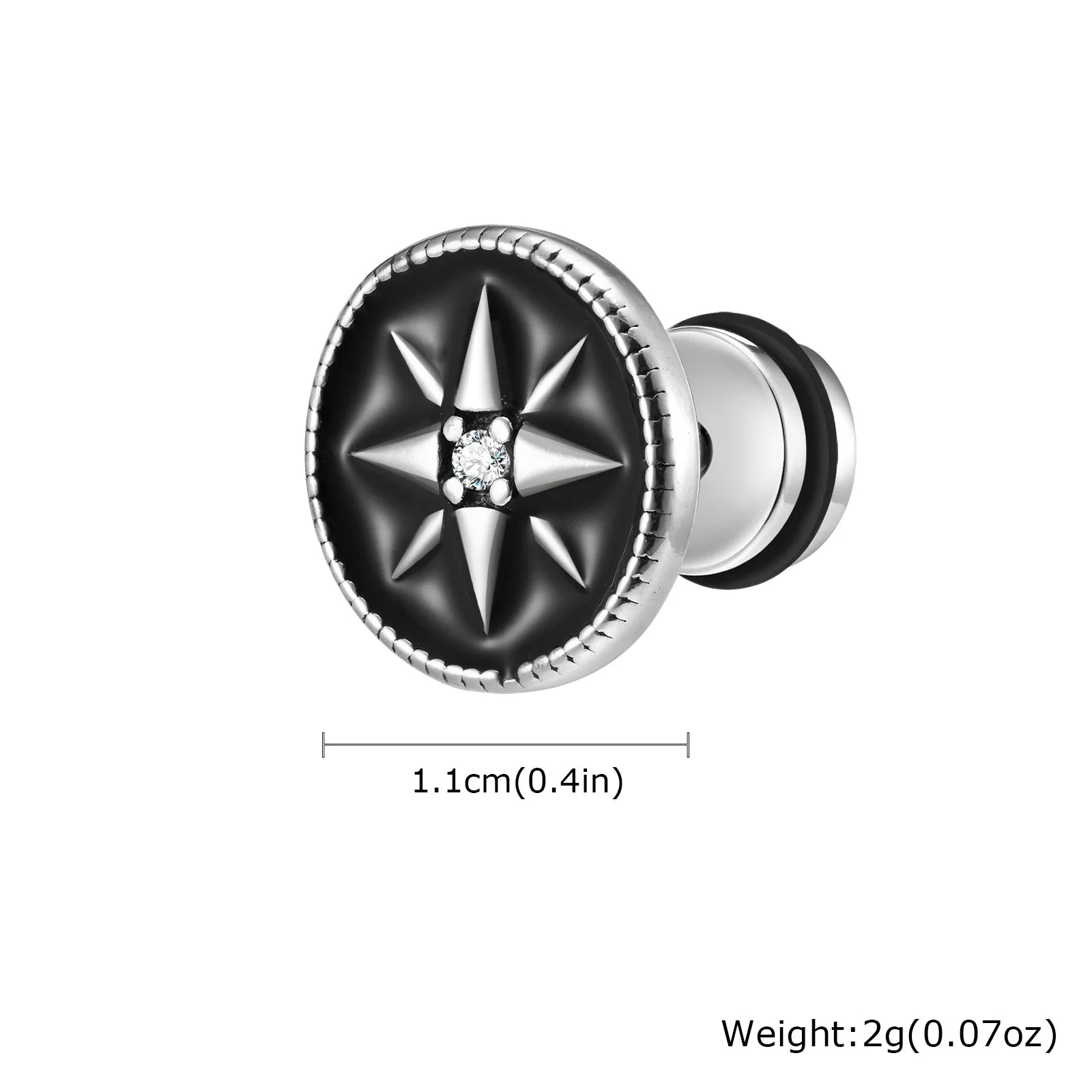 Vintage Gothic Norse Viking Stud Earrings for Men Boys, Rock Punk Runes Round Earring lifestyle view