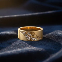 Geometric Green Color Stone Gold Leaf Ring For Women Ring Wedding Engagement Rings Gift detail view