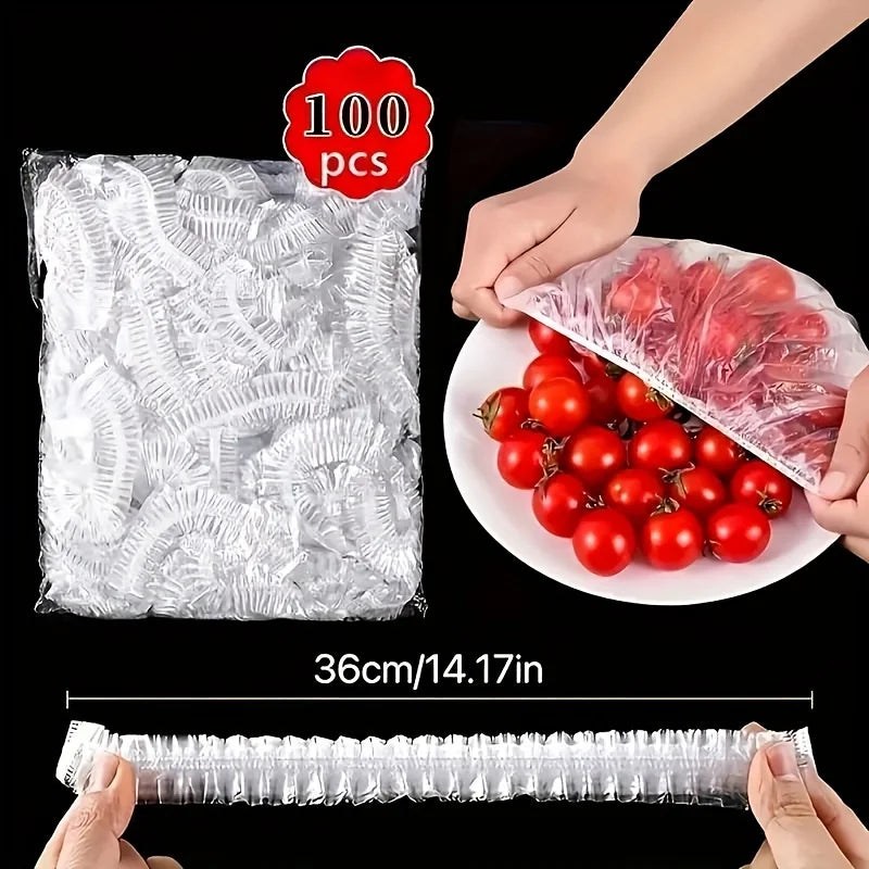 100pcs Reusable Elastic Food Covers | Transparent Stretchable Bowl Plate Seals additional angle