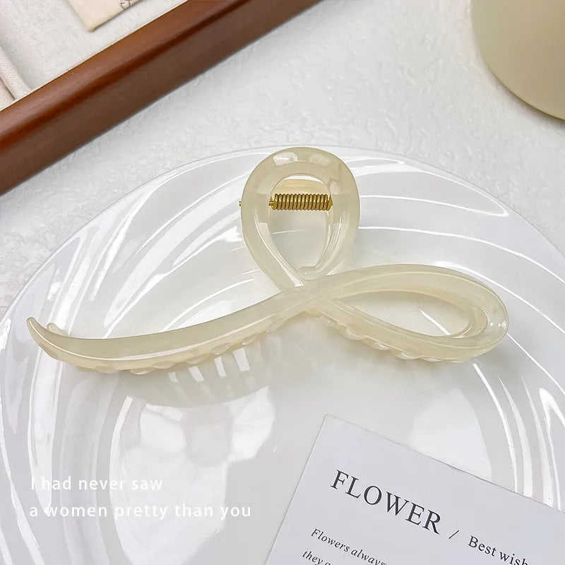 Elegant Jelly Color Bow Hair Claw For Women Girls Sweet Hair Ornament Back Headband Ha close-up view