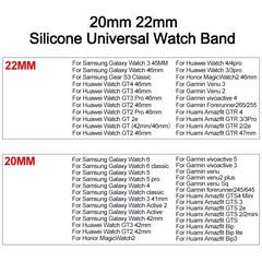 Hot Sell 20MM 22MM Silicone Watch Strap 20/22mm Universal Watchband Wristwatch Band for P22 Smartwatch &Other Watches Bracelet