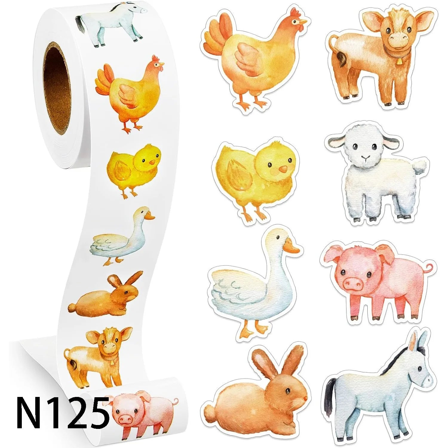 100-500PCS New Stickers Small Roll Packaging Animal Pack Rolling Stickers Photocard D alternate view