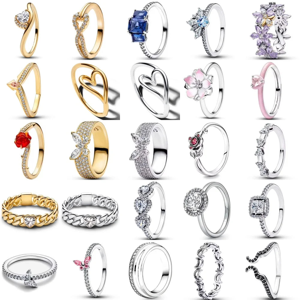 Hot Selling 925 Silver,Heart-shaped,Floral,Butterfly Ring,Size 6 7 8 9,Suitable for European Women's