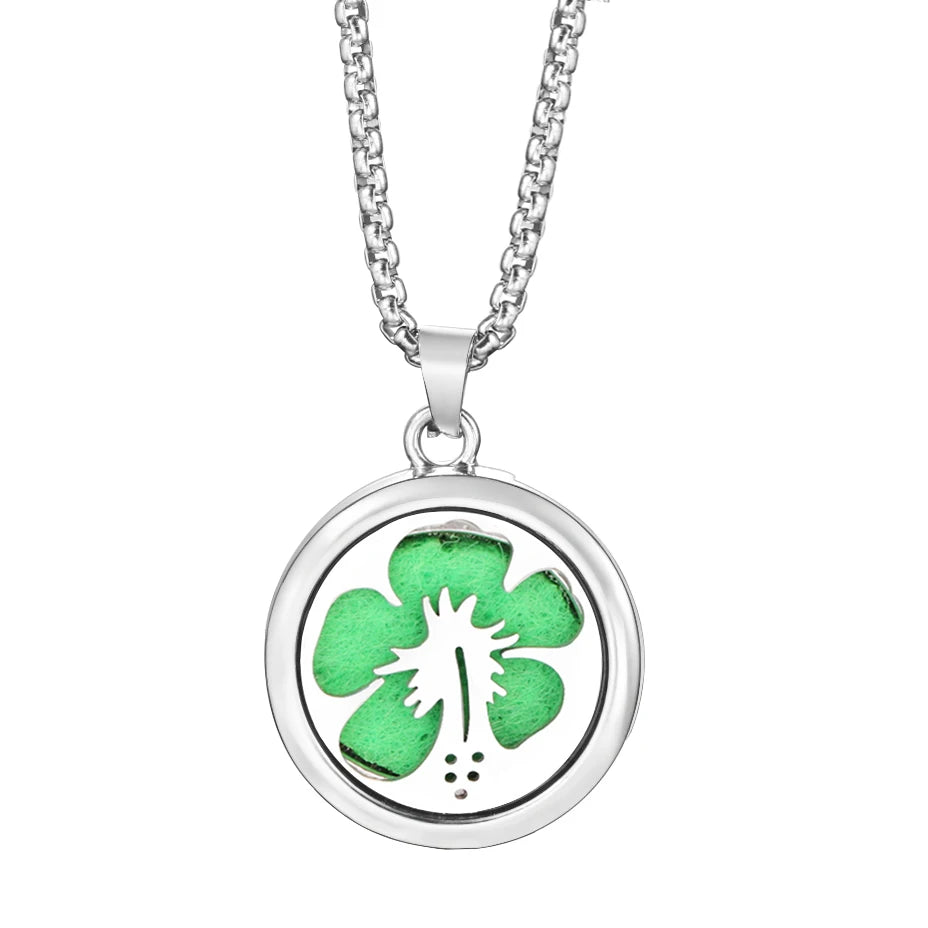 20mm Pattern Insert Perfume Pad Locket Necklace | Stainless Steel Aromatherapy Pend additional angle