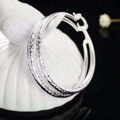 Charms fine 925 Sterling Silver 5CM circle hoop Earrings for Women fashion Pretty weddin detail view