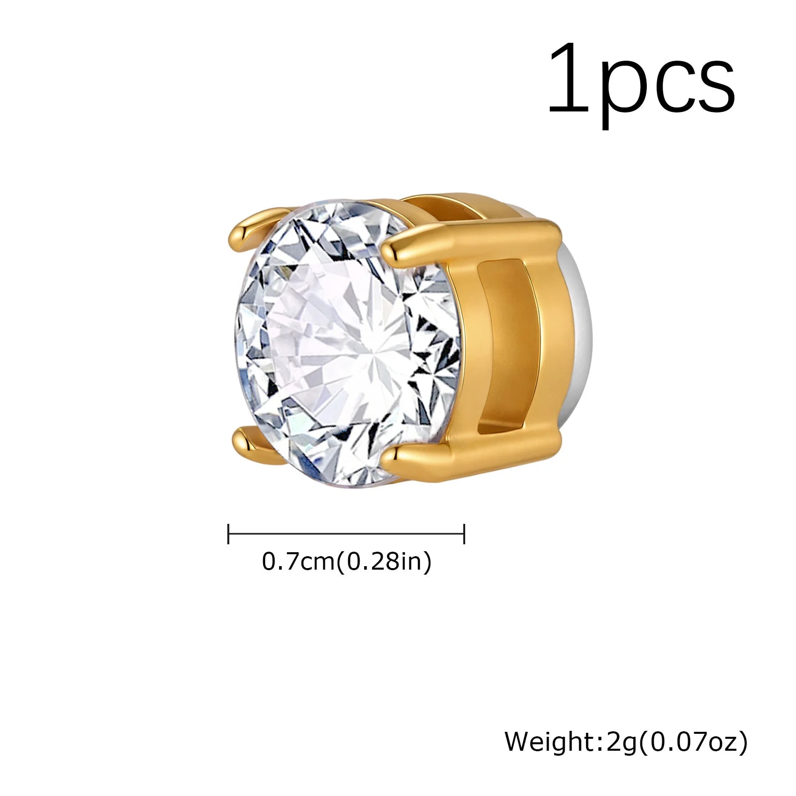 Hip-hop Zircon Magnetic Clip Earrings for Men Women,Anti Allergy Stainless Steel Non P close-up view
