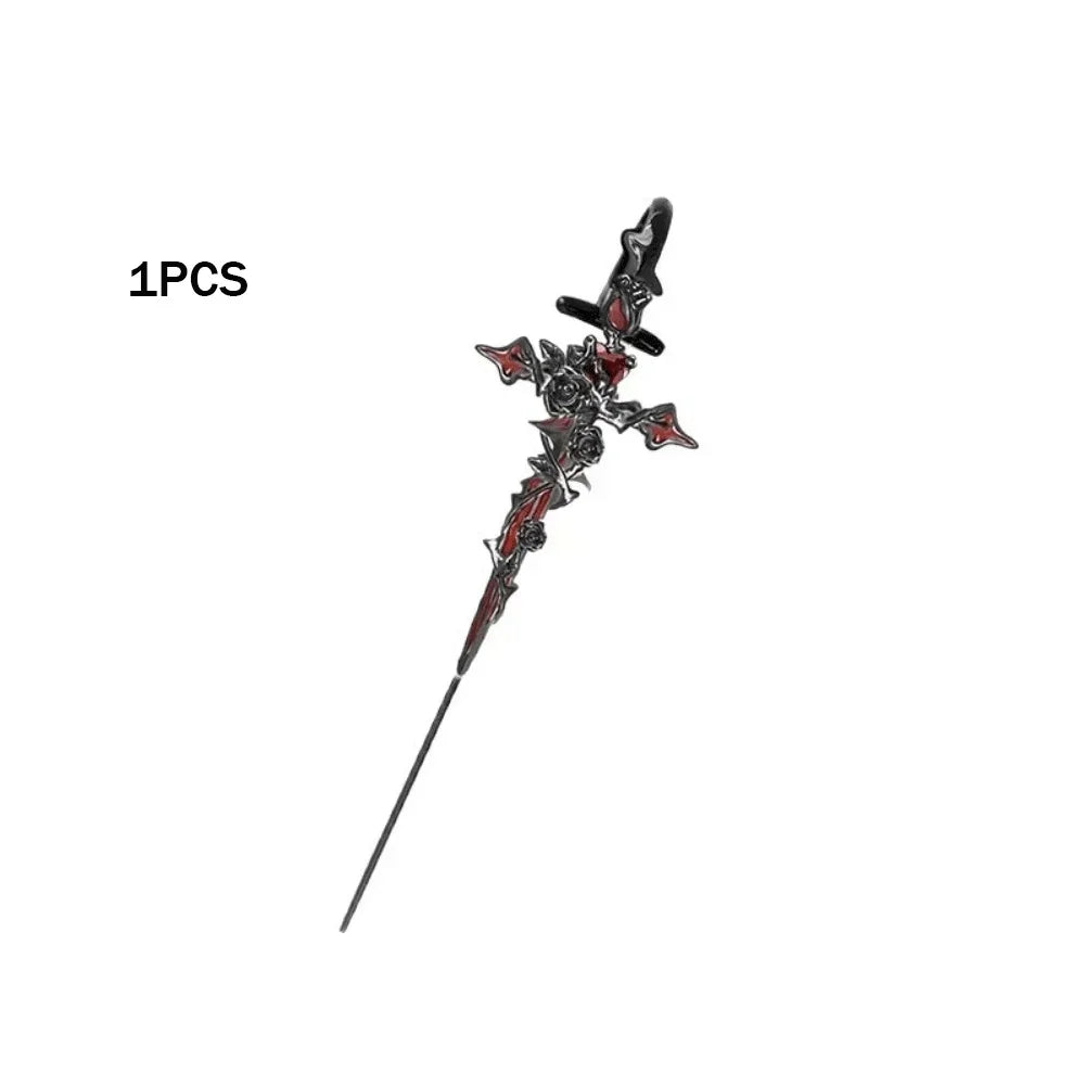 1PCS Retro Dark Gothic Punk Rose Cross Thorn Earring Unisex Piercing Ear Needle Earst alternate view