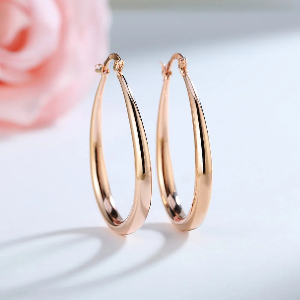 925 Sterling Silver 18K Gold Plated Oval Earrings 4.4cm alternate view