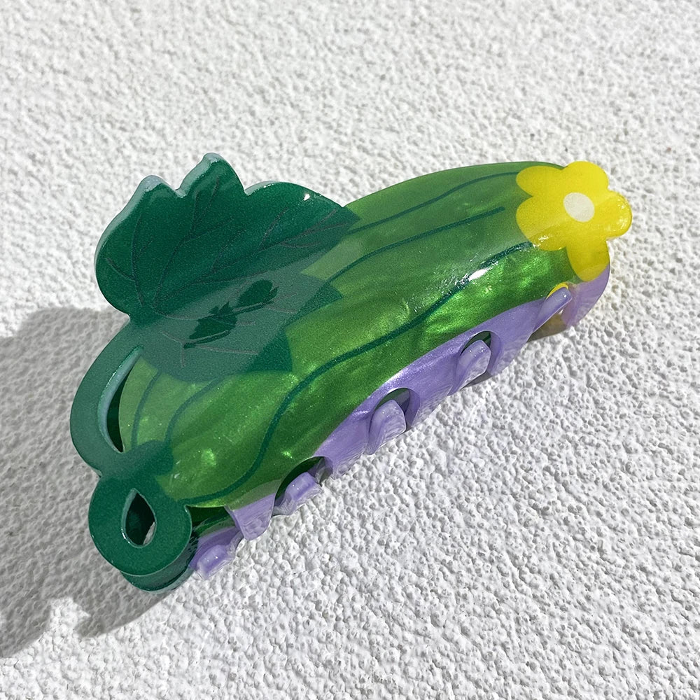 Sweet Acrylic Double Sided Flower Printed Hair Claw Clip For Women Oversize Geometr additional angle