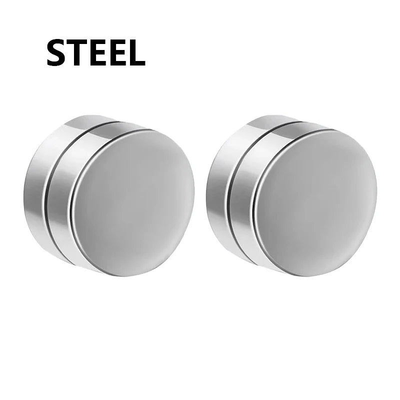 3 Pairs Punk Round Zircon Magnet Earrings Crystal Strong Magnetic Ear Stud Clip Earrin close-up view