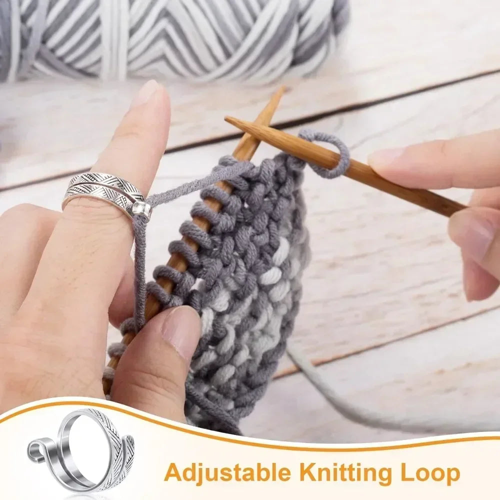 Adjustable Crochet Tension Cute Cat Ring, Beginner Knitting Crochet Hook Ring, Yarn Gu close-up view