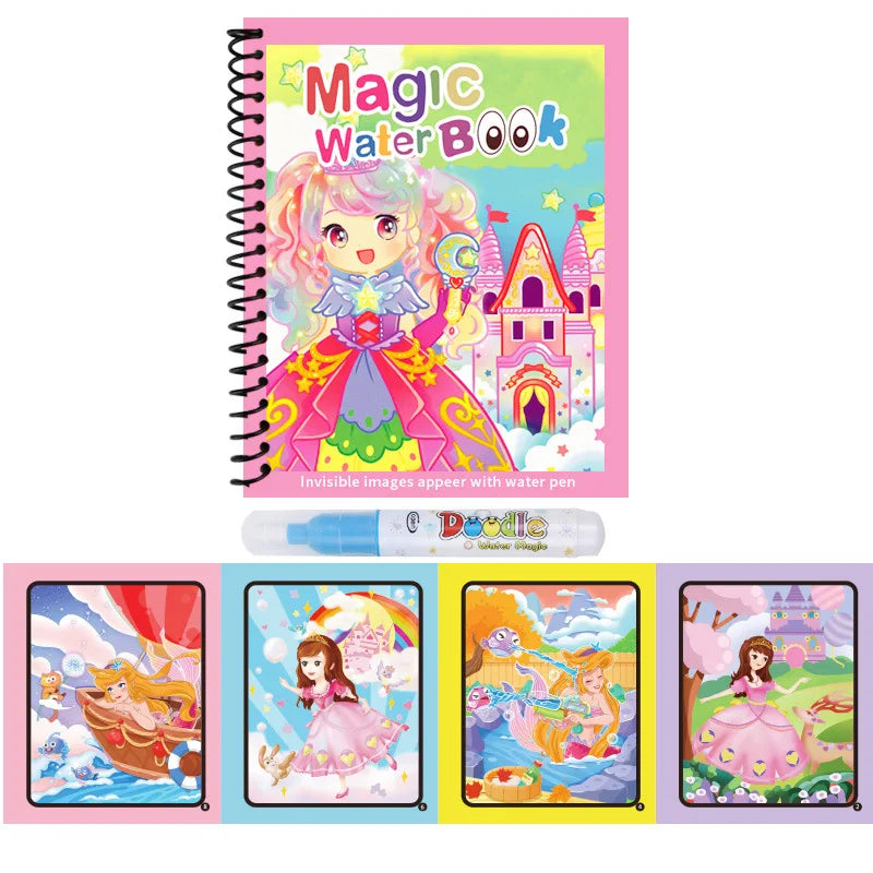 Magic Water Painting Book with Refillable Water Pen Watercolor Painting Magic Book Senso detail view