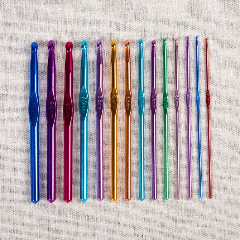8pcs Metal Handle Crochet Hook Colorful Aluminum Knitting Needles Single Head Crochet alternate view