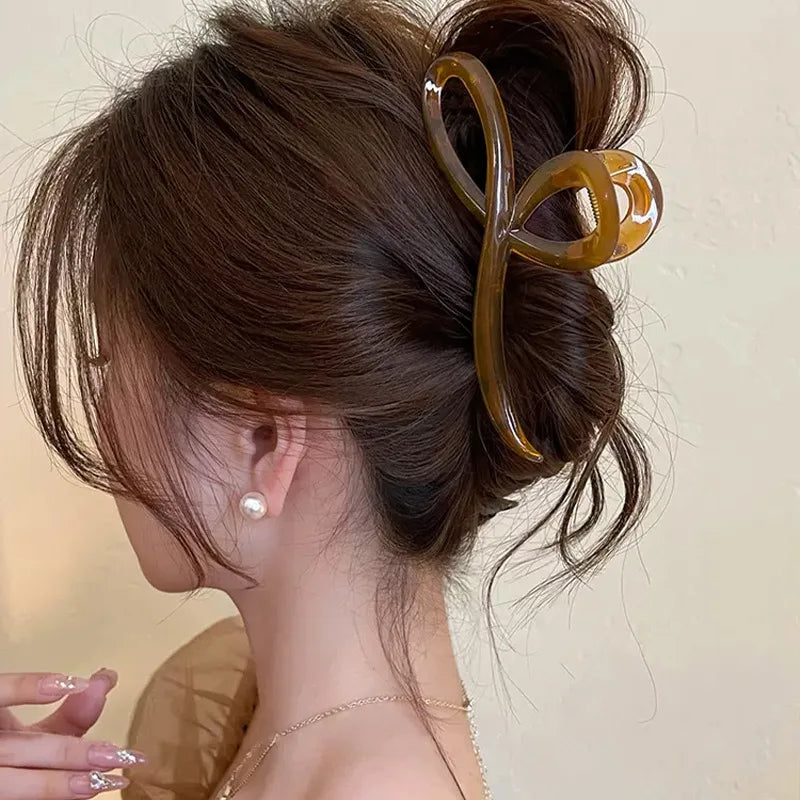 Elegant Jelly Color Bow Hair Claw For Women Girls Sweet Hair Ornament Back Headband H alternate view