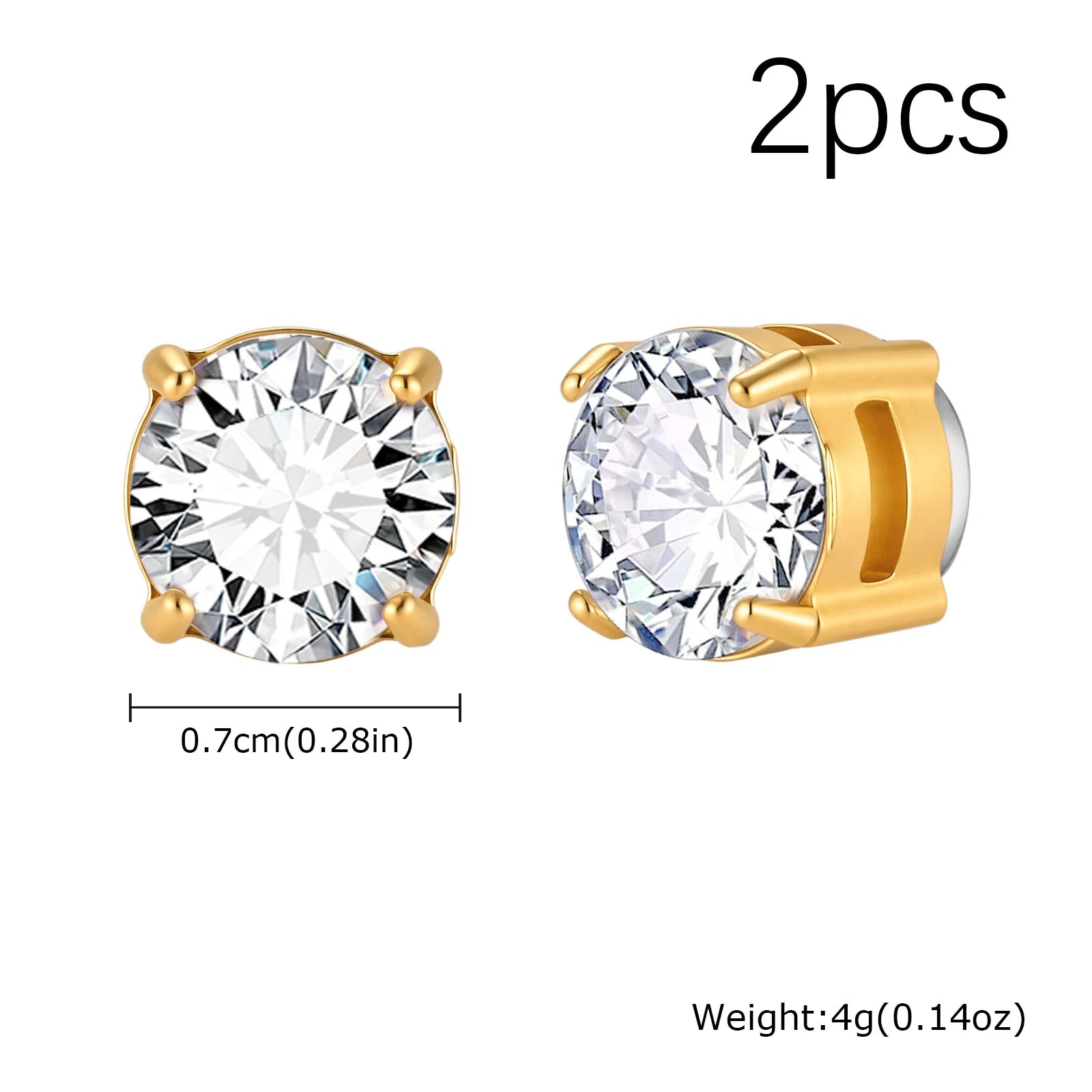 Hip-hop Zircon Magnetic Clip Earrings for Men Women,Anti Allergy Stainless Steel Non Pie detail view