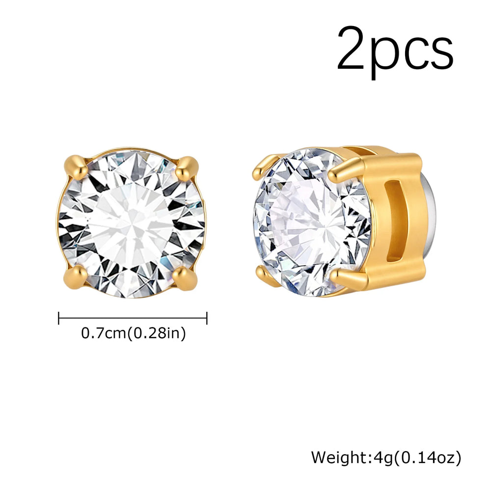 Hip-hop Zircon Magnetic Clip Earrings for Men Women,Anti Allergy Stainless Steel Non Pie detail view