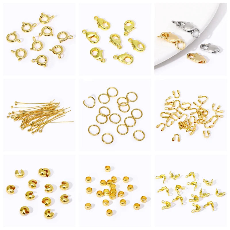 18K Gold Plated Double-Cup Bead Tips | Jewelry Findings for DIY Necklaces and Brace additional angle