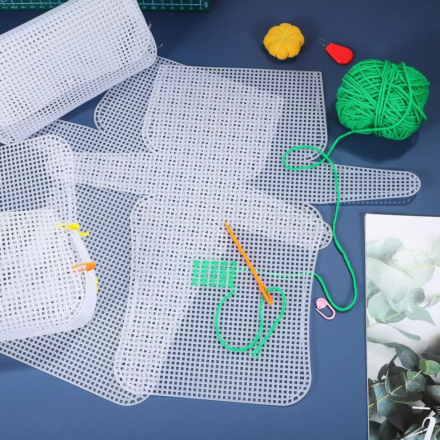 1-4Pcs Plastic Mesh Canvas Sheets Clear Plastic Mesh Sheets Blank Needlepoint Canvas lifestyle view
