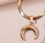 40cm+5 Exquisite stainless steel OX Moon Necklace Half Moon Blade Chain Necklaces Gold P detail view