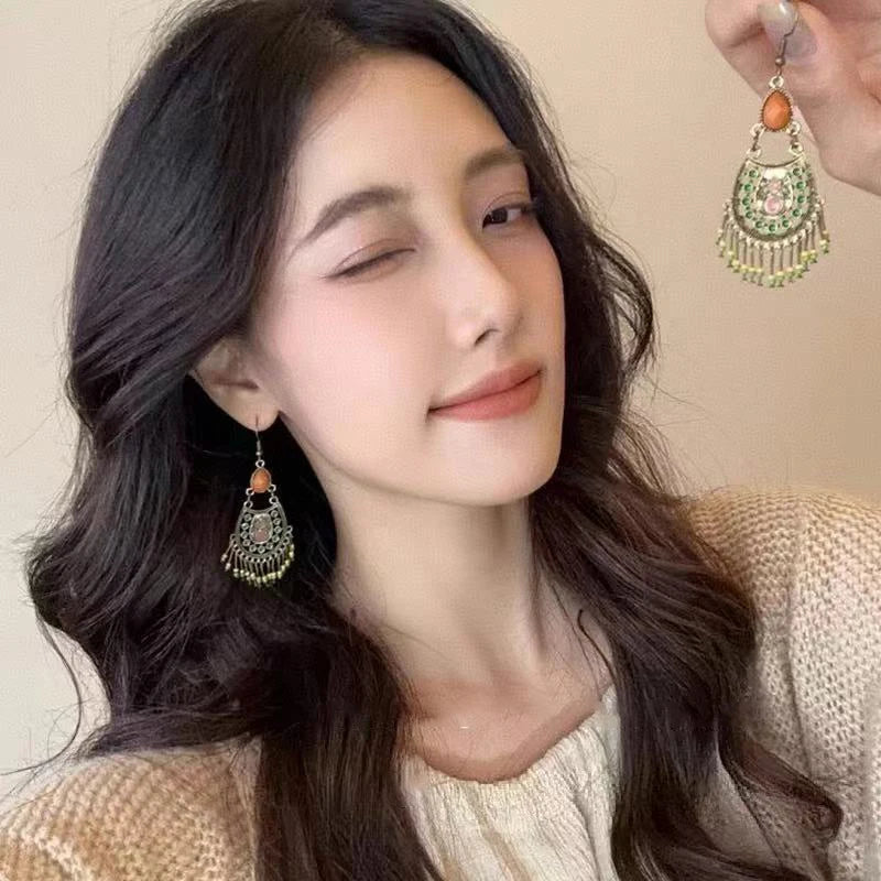 Cute Summer Flower Earrings Handmade Vacation Bohemian Earrings Exaggerated Beach Women detail view
