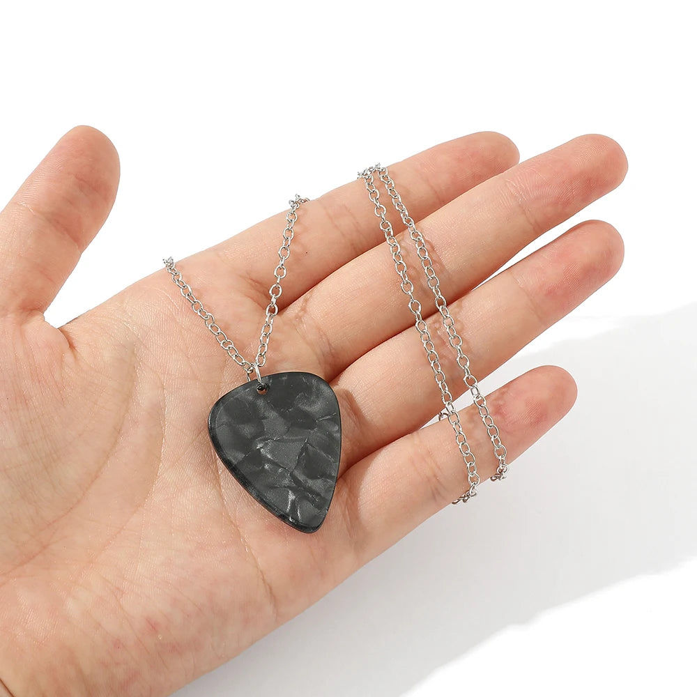 Cosplay Heart Guitar Pick Pendant Jewelry Necklace Choker Prop Accessorie Halloween Gi close-up view