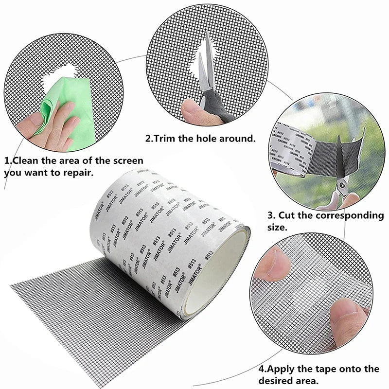 Mosquito Net Repair Tape | Self-Adhesive Window Screen Patch for Holes additional angle