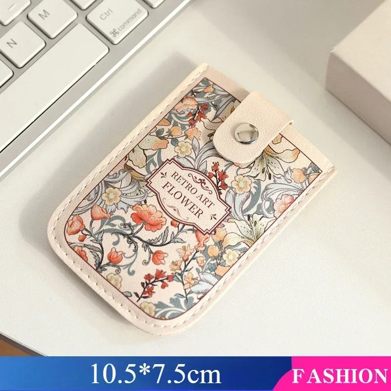 Creative 5 Card Pocket PU Leather Mini Wallet with RFID Blocking and Floral Print | additional angle