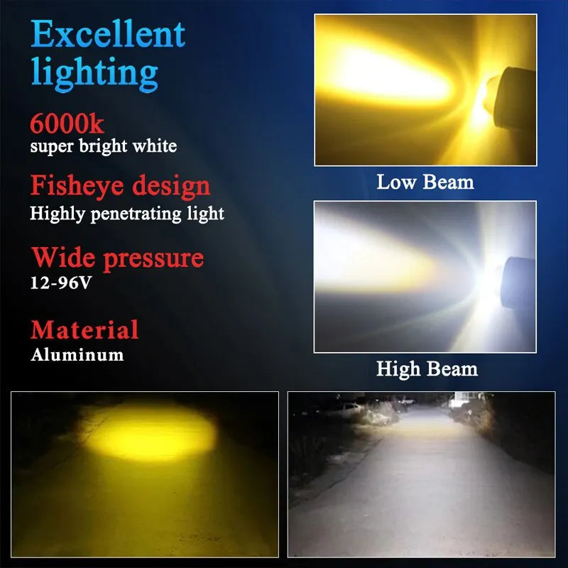 1PCS 10000LM H4 LED Motorcycle Headlight H6 BA20D P15D Led CSP Lens White Yellow Hi Lo B detail view