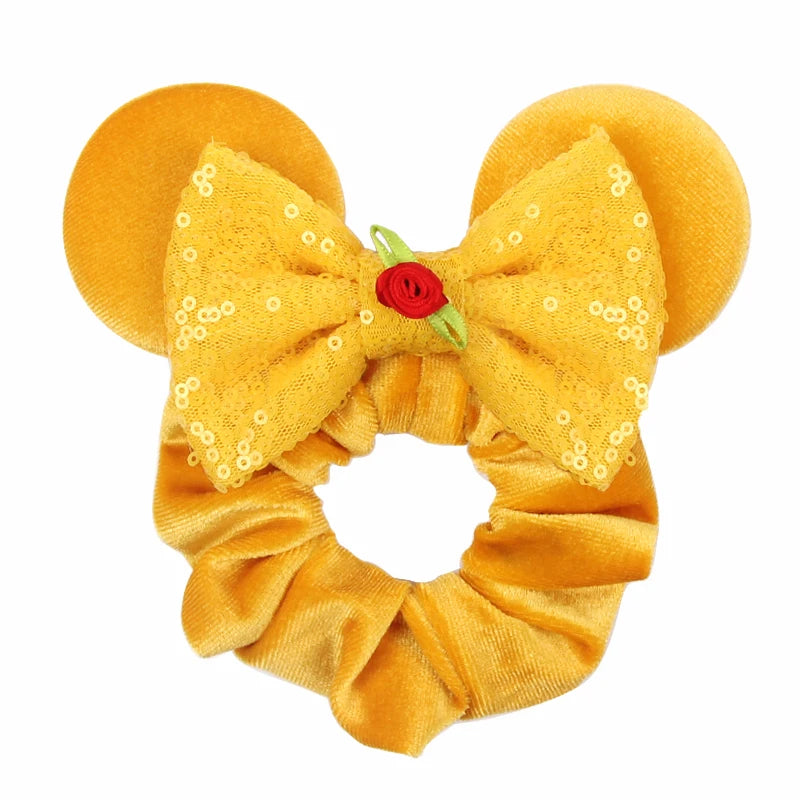 Women Ears Hair Scrunchies Velvet Hairbands For Girls Sequins Bows Headband Women Trip close-up view