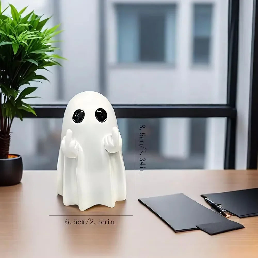 Resin Ghost Middle Finger Statue Cute Naughty Party Scene Desk Decor Gift Small Sculpt close-up view