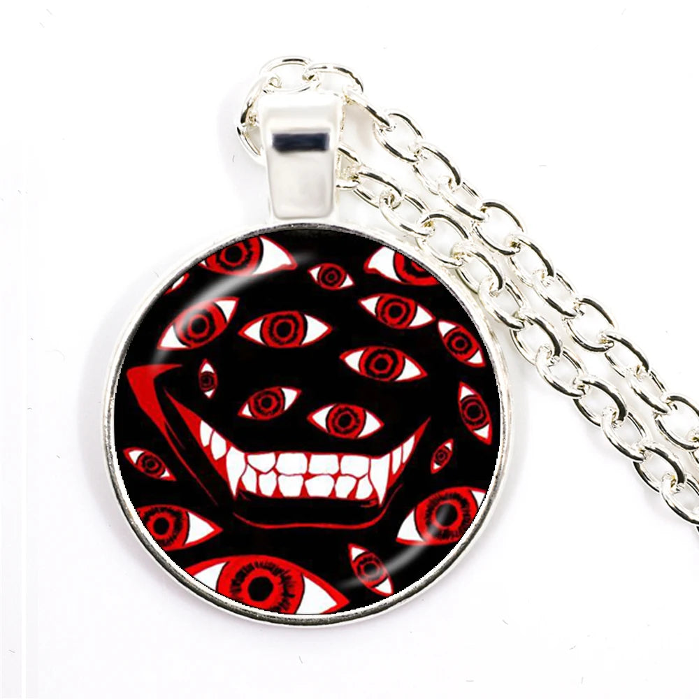 Hellsing Alucard Pentagram Pendant Necklace 25mm Glass Cabochon Pentagram Statement Pe close-up view