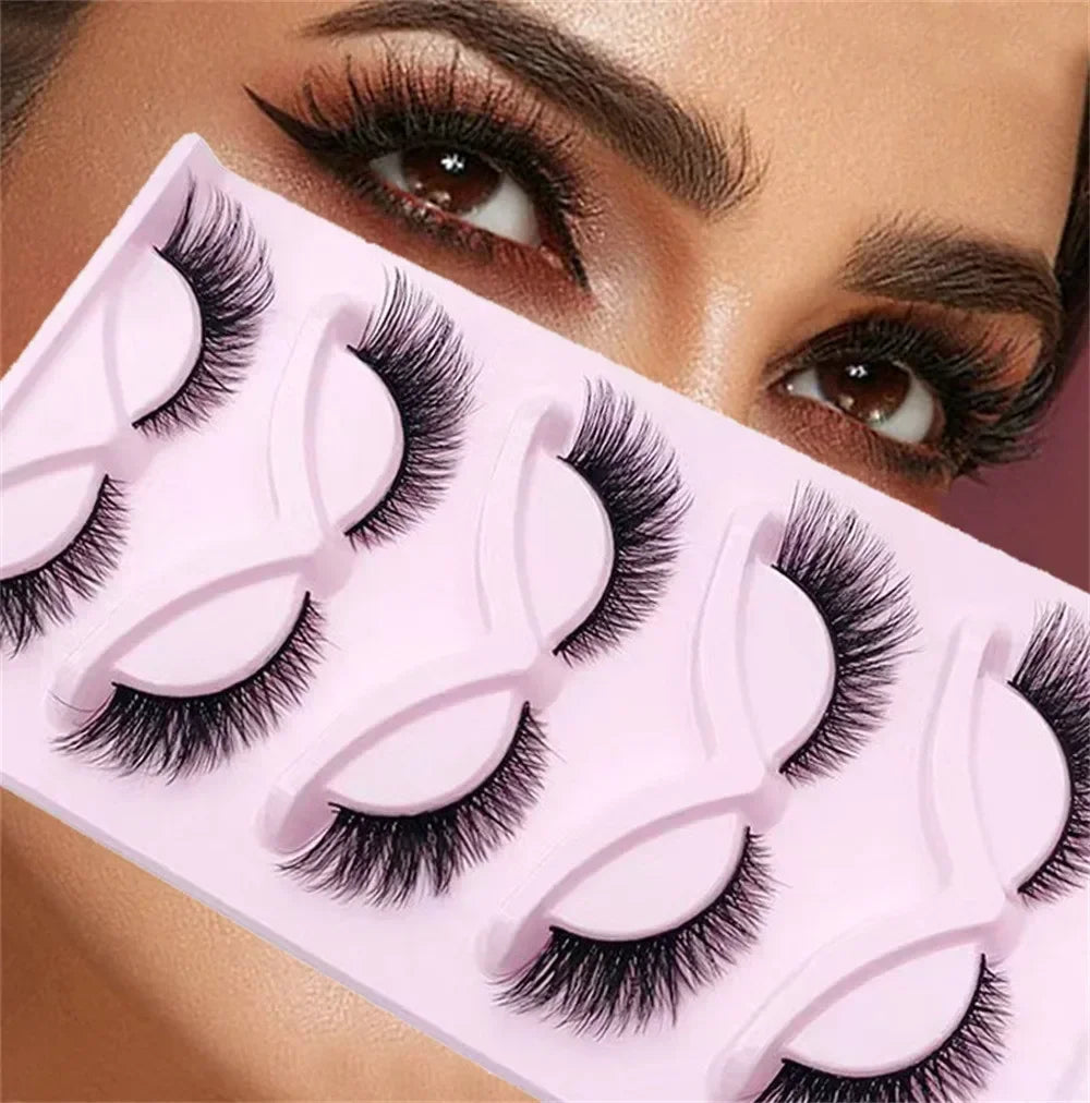 5 Pairs Cat Eyelashes Faux Mink Fox Eyelash Winged Fluffy Fake Lashes Maquiagem Natural Long Faux Cils Makeup