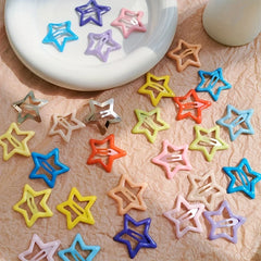 10pcs/30pcs Cute Hollow Star Hair Clips Vibrant Colorful Snap Design Perfect for Styl alternate view
