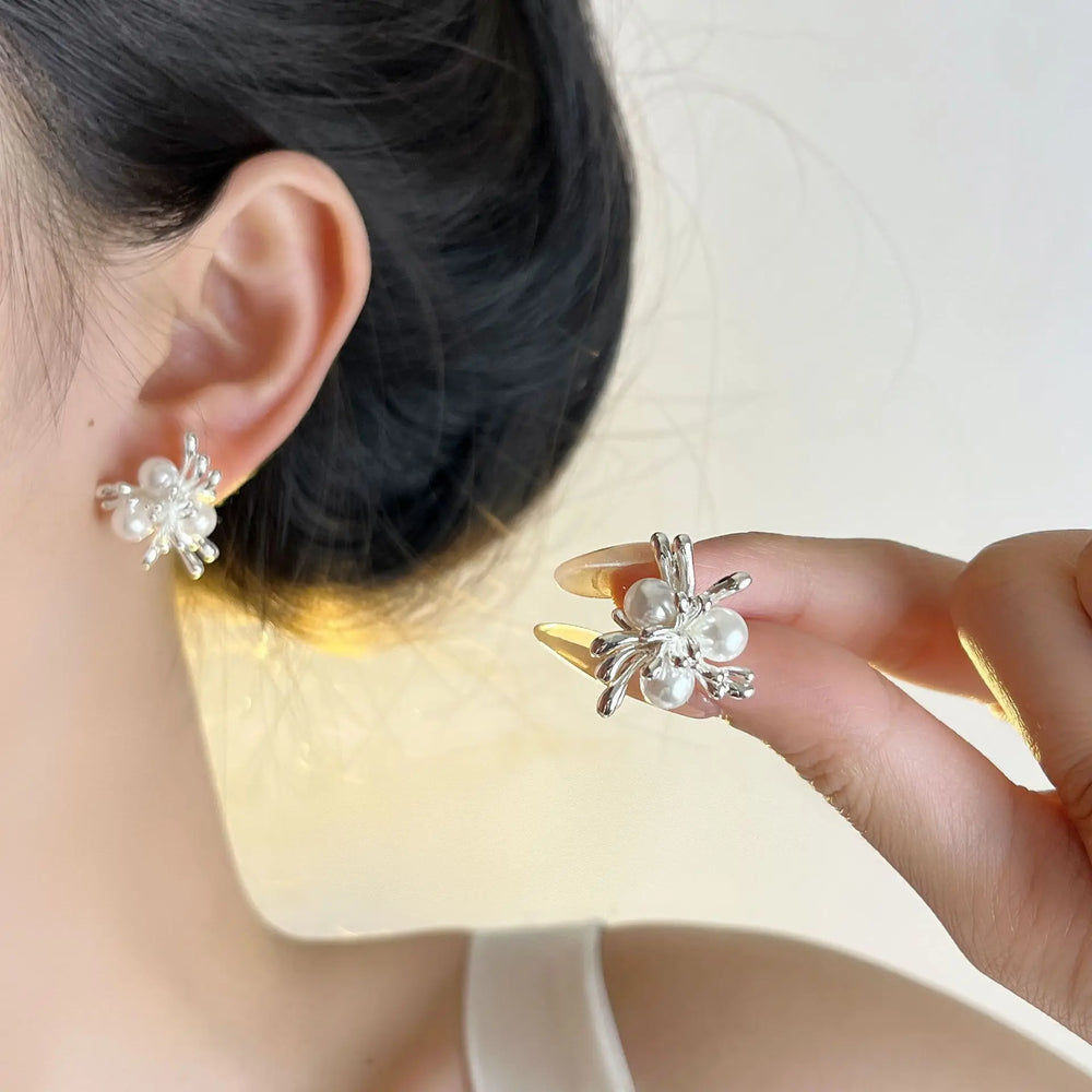 PANJBJ 925 Sterling Silver Bow Knot Earring for Women Texture Tassels Sweet Romantic Kor detail view