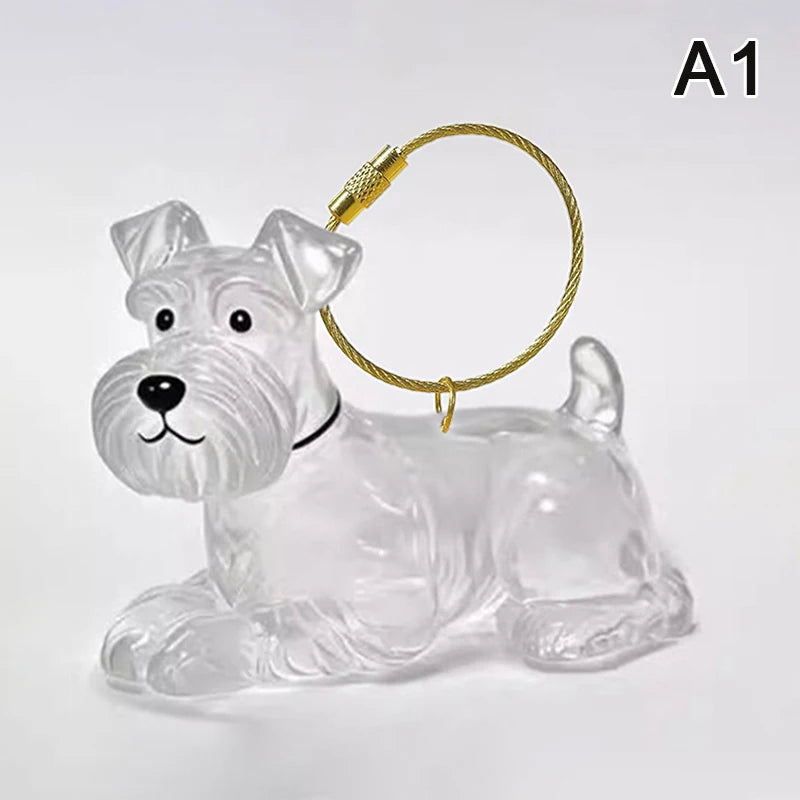 Clear Puppy Hair Memorial Keepsake Capsule Pet's Dog Fur Container DIY Pendant Keychai close-up view